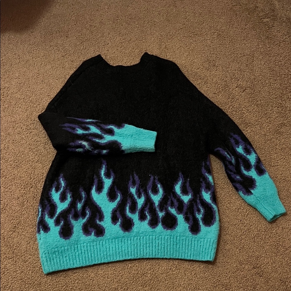 Black and Blue Flame Sweater